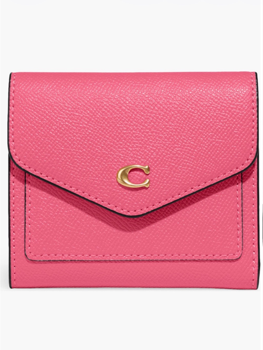 Coach Small Pink Leather Flap Wallet with Gold 'C' Accent